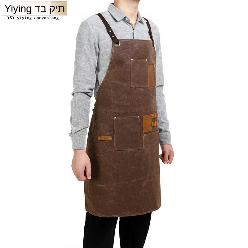 Woodworking Apron - Modny fartuch z płótna olejowanego z