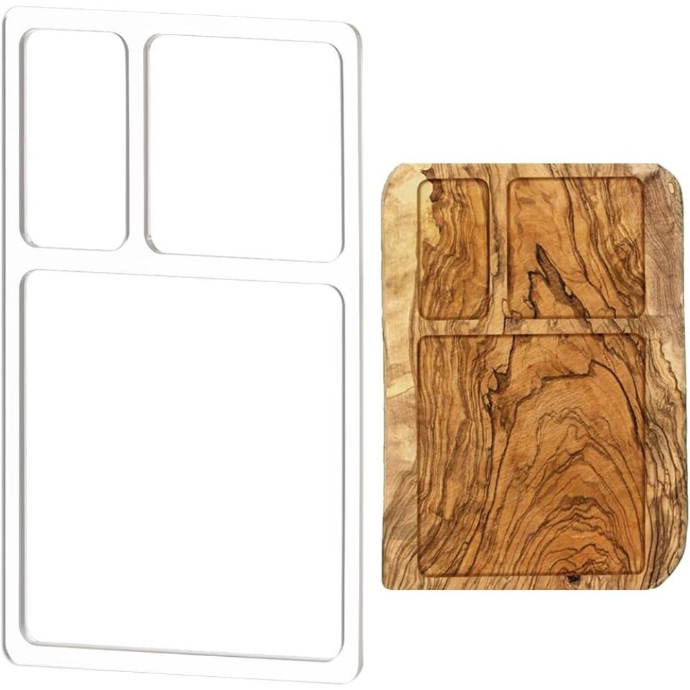 Woodworking Templates - Szablon frezarski z 3 przegródkami, prostokątny,