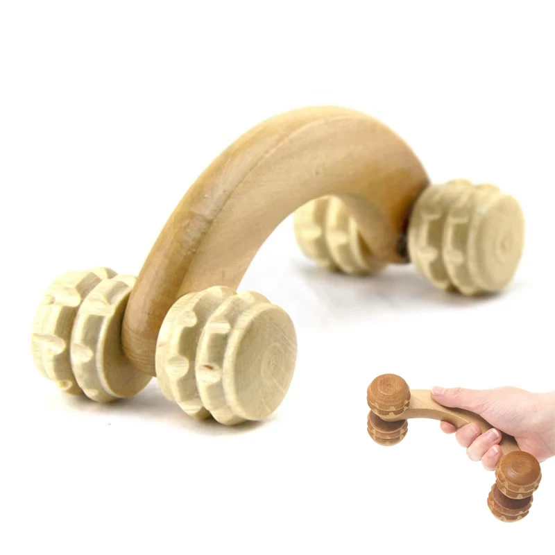 Woodworking Ideas - Ręczny drewniany wałek do masażu zębatkami,