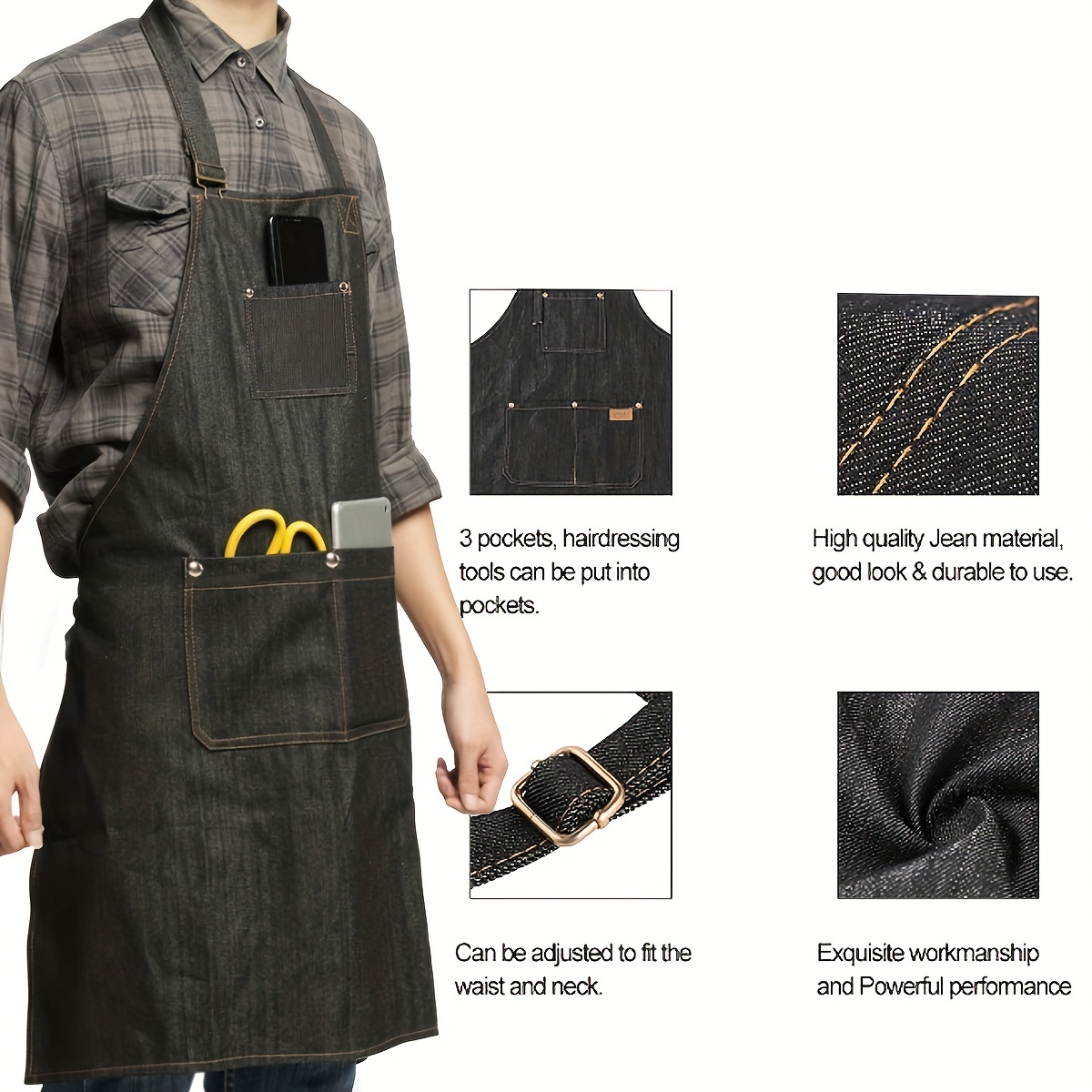 Woodworking Apron - Lekki jeansowy fartuch narzędziowy z kieszeniami